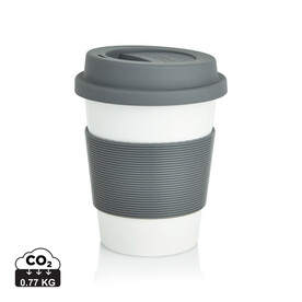 ECO PLA Kaffeebecher grau, weiß bedrucken, Art.-Nr. P432.880