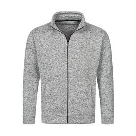 Stedman Knit Fleece Jacket, Light Grey Melange, S bedrucken, Art.-Nr. 832051213