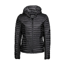 Tee Jays Ladies` Hooded Outdoor Crossover Jacket, Black/Black Melange, S bedrucken, Art.-Nr. 419541613
