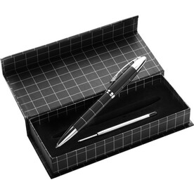 Kugelschreiber aus Metall Malika – Schwarz/Silber bedrucken, Art.-Nr. 050999999_2055