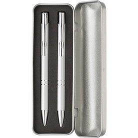 Stifte-Set aus Aluminium Zahir – Silber bedrucken, Art.-Nr. 032999999_9032