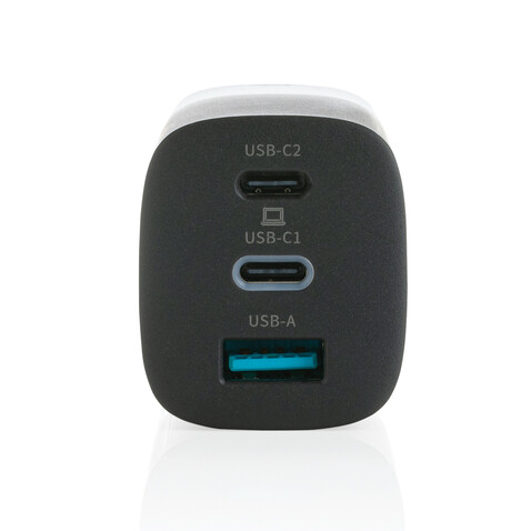 Philips 65W Ultra-Schnell-PD 3-Port-USB-Wandladegerät schwarz bedrucken, Art.-Nr. P301.281