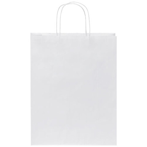 Kraftpapiertasche 80 g/m² mit gedrehten Griffen – mittel, weiss bedrucken, Art.-Nr. 1PQ00201