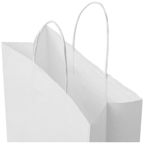 Kraftpapiertasche 80 g/m² mit gedrehten Griffen – mittel, weiss bedrucken, Art.-Nr. 1PQ00201