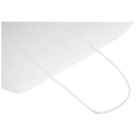 Kraftpapiertasche 80-90 g/m² mit gedrehten Griffen – 32 × 12 × 40 cm, weiss bedrucken, Art.-Nr. 1PQ00401