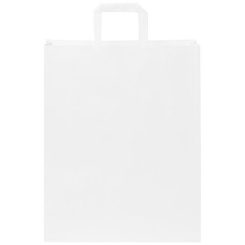 Kraftpapiertasche 80-90 g/m² mit flachen Griffen – groß, weiss bedrucken, Art.-Nr. 1PQ00501