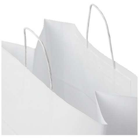 Kraftpapiertasche 80-90 g/m² mit gedrehten Griffen – 34 × 20 × 35 cm, weiss bedrucken, Art.-Nr. 1PQ00601