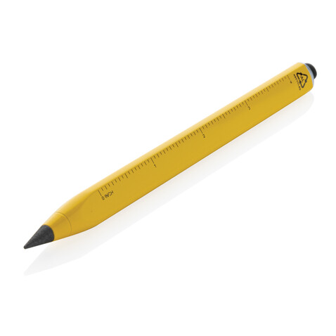 Eon Infinity Multitasking Stift aus RCS recycelt. Aluminium gelb bedrucken, Art.-Nr. P221.016