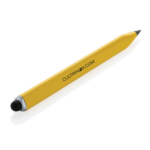Eon Infinity Multitasking Stift aus RCS recycelt. Aluminium gelb bedrucken, Art.-Nr. P221.016