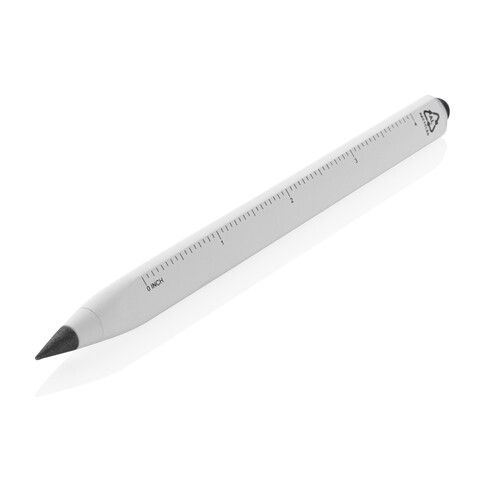 Eon Infinity Multitasking Stift aus RCS recycelt. Aluminium weiß bedrucken, Art.-Nr. P221.013