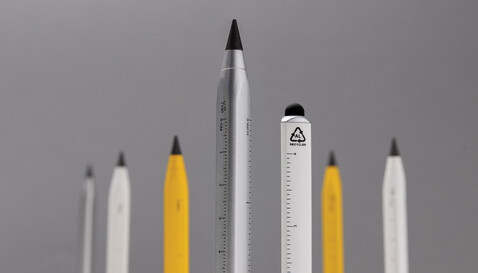 Eon Infinity Multitasking Stift aus RCS recycelt. Aluminium weiß bedrucken, Art.-Nr. P221.013