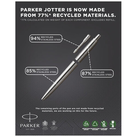 Parker Jotter Edelstahl Kugelschreiber, edelstahl grau bedrucken, Art.-Nr. 10702500