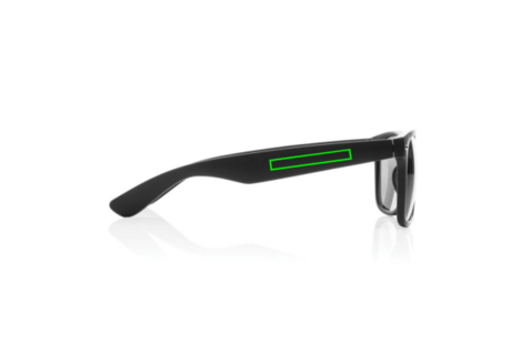 Sonnenbrille aus GRS recyceltem PC Kunststoff schwarz bedrucken, Art.-Nr. P453.961