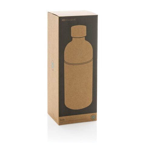 Soda Trinkflasche aus RCS-zertifiziertem Stainless-Steel silber bedrucken, Art.-Nr. P435.802