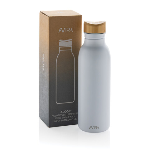 Avira Alcor 600ml Wasserflasche aus RCS rec. Stainless-Steel weiß bedrucken, Art.-Nr. P438.063