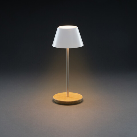 Pure Glow USB-Tischleuchte aus RCS recyceltem Kunststoff weiß bedrucken, Art.-Nr. P513.283