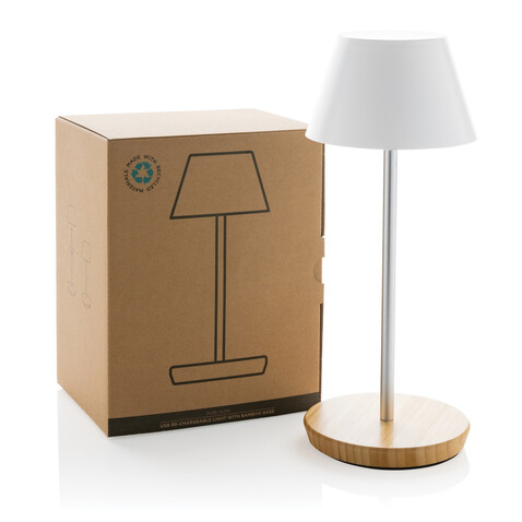 Pure Glow USB-Tischleuchte aus RCS recyceltem Kunststoff weiß bedrucken, Art.-Nr. P513.283