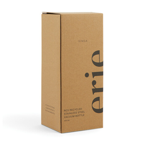VINGA Erie 450ml Vakuumflasche aus RCS recyceltem Stahl schwarz bedrucken, Art.-Nr. V430011