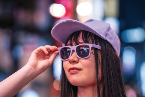 Impact 5 Panel Kappe aus 280gr rCotton mit AWARE™ Tracer lavender bedrucken, Art.-Nr. P453.470