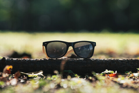 Sonnenbrille aus Bambus und RCS recyceltem Kunststoff schwarz bedrucken, Art.-Nr. P453.971