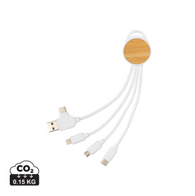 rundes Ontario 6-in-1 Kabel aus RCS recyceltem Kunststoff weiß bedrucken, Art.-Nr. P302.473