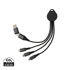 Terra 6-in-1-Ladekabel aus RCS recyceltem Aluminium grau bedrucken, Art.-Nr. P302.672