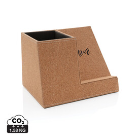 Kork Stiftehalter mit 5W Wireless Charger khaki bedrucken, Art.-Nr. P308.199 Kork Stiftehalter mit 5W Wireless Charger khaki bedrucken, Art.-Nr. P308.199