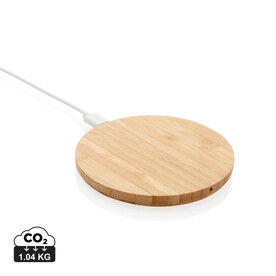 Rundes kabelloses 5W-Ladegerät aus Bambus braun bedrucken, Art.-Nr. P308.229 Rundes kabelloses 5W-Ladegerät aus Bambus braun bedrucken, Art.-Nr. P308.229