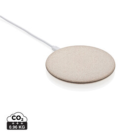 5W Weizenstroh Wireless Charger khaki bedrucken, Art.-Nr. P308.729