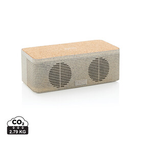 Weizenstroh Wireless Charging Lautsprecher khaki bedrucken, Art.-Nr. P328.719