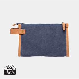VINGA Bosler Kulturbeutel aus GRS recyceltem Canvas navy blau bedrucken, Art.-Nr. 522421