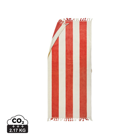 VINGA Valmer Strandtuch 450gr/m² rot, beige bedrucken, Art.-Nr. 8046