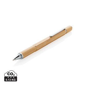 5-in-1 Bambus Tool-Stift braun bedrucken, Art.-Nr. P221.549