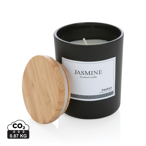 Ukiyo Deluxe parfümierte Kerze mit Bambusdeckel schwarz bedrucken, Art.-Nr. P262.941