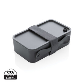 PP Lunchbox mit Göffel anthrazit bedrucken, Art.-Nr. P269.592 PP Lunchbox mit Göffel anthrazit bedrucken, Art.-Nr. P269.592