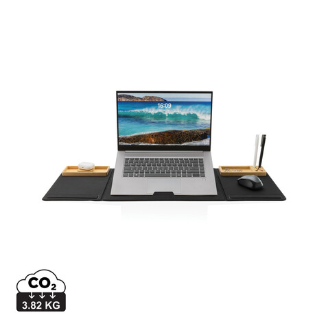 Impact AWARE RPET faltbare Desk-Organizer mit Laptop-Ständer schwarz bedrucken, Art.-Nr. P300.191