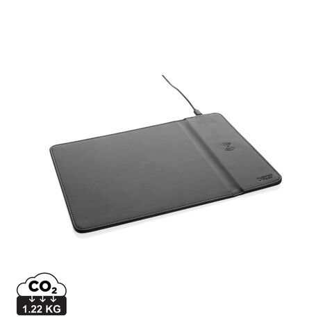 Swiss Peak RCS recyceltes 10W Wireless-Charging PU Mauspad schwarz bedrucken, Art.-Nr. P300.241
