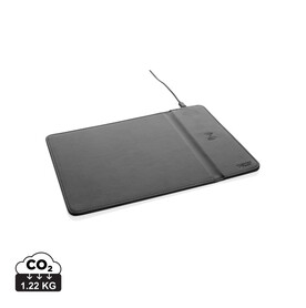 Swiss Peak RCS recyceltes 10W Wireless-Charging PU Mauspad schwarz bedrucken, Art.-Nr. P300.241