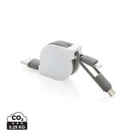 3-in-1 ausziehbares Kabel grau bedrucken, Art.-Nr. P302.223