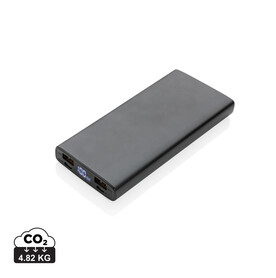 18W PD Powerbank mit 10.000 mAh aus Aluminium schwarz bedrucken, Art.-Nr. P322.241