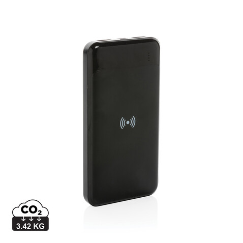 Wireless Powerbank aus RCS Standard recyceltem Kunststoff schwarz bedrucken, Art.-Nr. P322.671