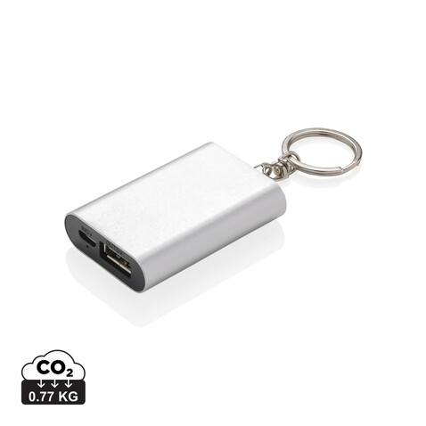 1.000 mAh Schlüsselanhänger Powerbank silber bedrucken, Art.-Nr. P324.190