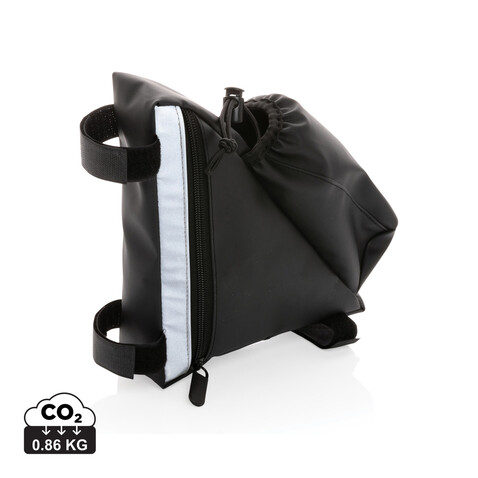 High-Visibility Fahrradtasche mit Flaschenhalter schwarz bedrucken, Art.-Nr. P325.031