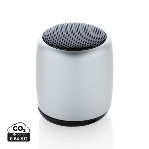 Kabelloser Mini-Lautsprecher aus Aluminium silber bedrucken, Art.-Nr. P329.392