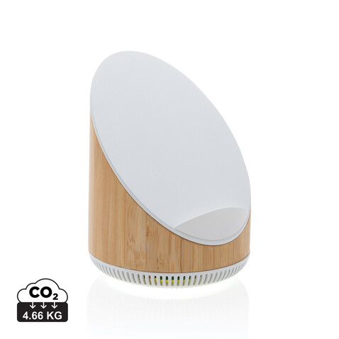 Ovate 5W Bambus Lautsprecher mit 15W WirelessCharger braun bedrucken, Art.-Nr. P329.449