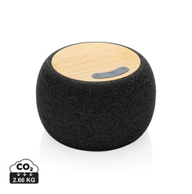 5W Lautsprecher aus RCS rPlastik/PET &amp;amp; Bambus anthrazit bedrucken, Art.-Nr. P329.949