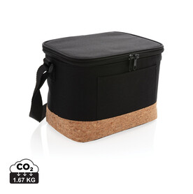 Two-Tone Kühltasche mit Korkdetails schwarz bedrucken, Art.-Nr. P422.261
