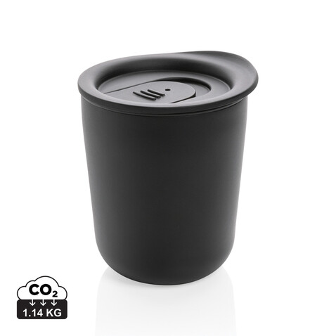 Antimikrobieller Kaffeebecher im klassischen Design schwarz bedrucken, Art.-Nr. P432.091