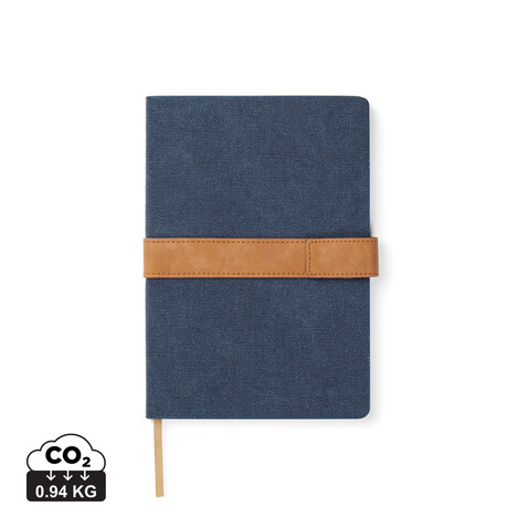 VINGA Bosler Notizbuch aus RCS recyceltem Papier navy blau bedrucken, Art.-Nr. V773305