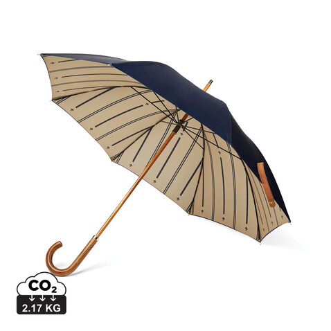 VINGA Bosler AWARE™ Regenschirm aus recyceltem PET navy blau bedrucken, Art.-Nr. V850005